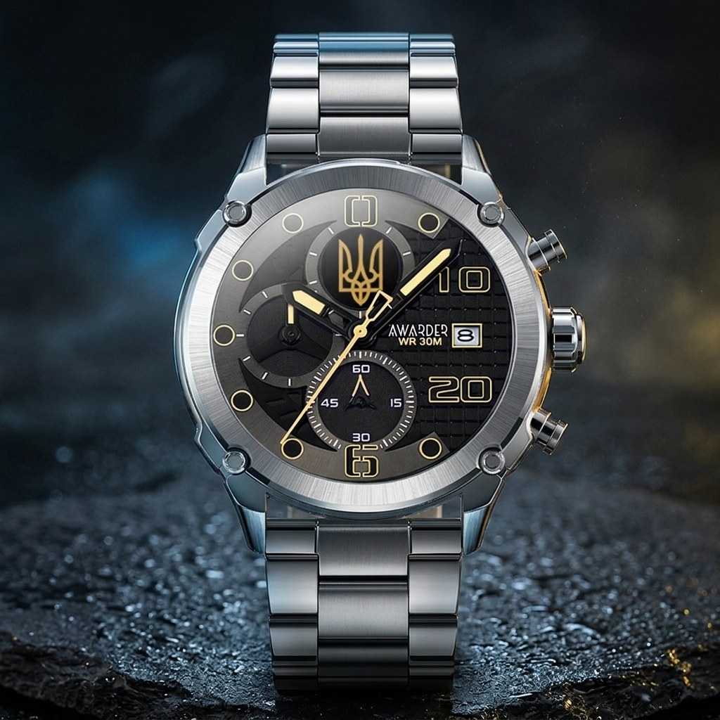 Awarder 016 Тризуб золото Silver-Black Steel